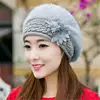 New Arrival Elegant Women Knitted Hats Rabbit Fur Cap Autumn Winter Hat Ladies Female Fashion Skullies Beret Hat 1