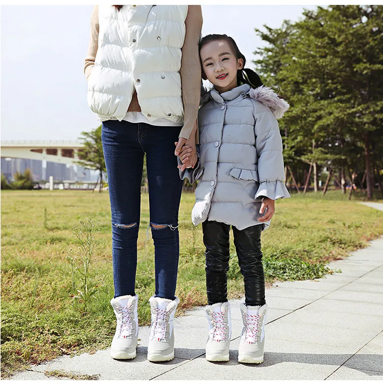 Г. Зимние модные детские ботинки для девочек и мальчиков, зимние ботинки обувь для родителей и детей теплая плюшевая детская обувь с мягкой подошвой зимние ботинки для девочек