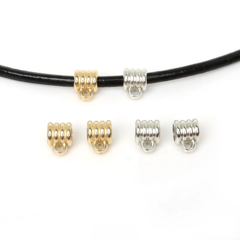 

50pcs/lot Hole 6mm Spacer Beads Gold/Rhodium Plated CCB Pendant Clip Clasp Bail Beads For DIY Jewelry Findings Making