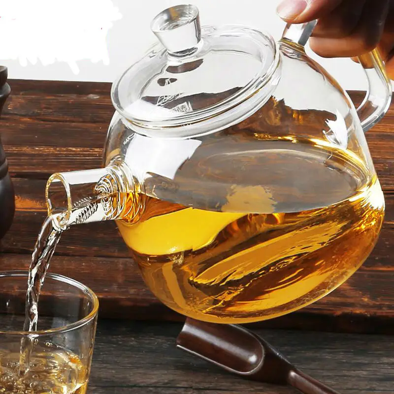 900ml handmade glass teapot flower tea pot kettle With glass lid
