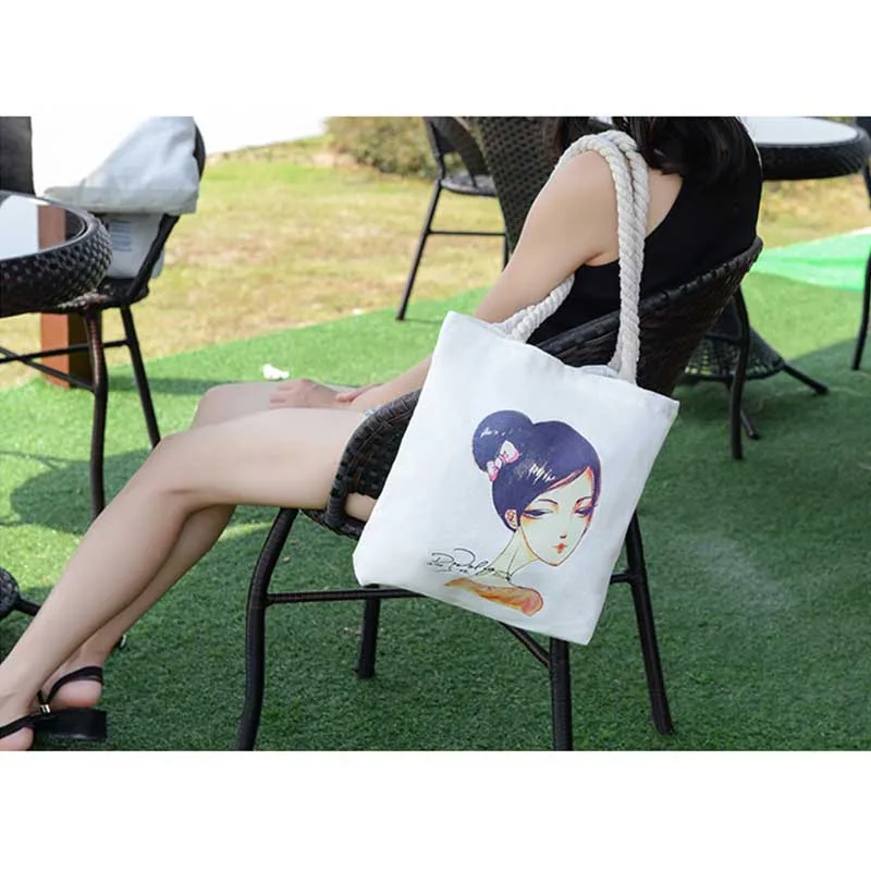 

Women Girl Printed Anchor Hemp Rope Straw Weave Canvas Bag Shopping Big Tote Beach Bag Outdoor Sports Camping City Jogging Bags