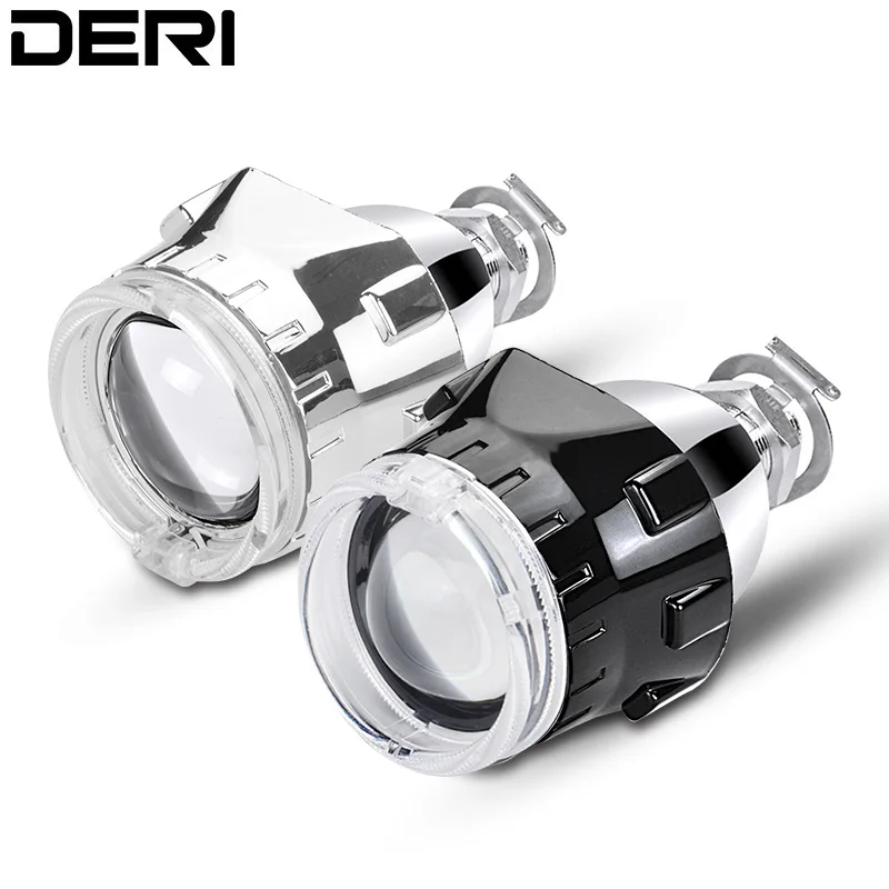  2.5 inch BI-Xenon Retrofit projector lens with angel eyes Silver Black Shell For H1 Led HID Xenon H - 32995769935