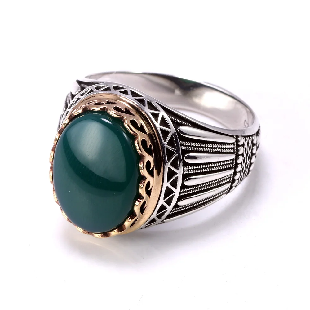 

Real Pure 925 Silver Rings Cool Retro Luxury Big Turkish Rings For Men Large With Stones Vintage Turkey Jewelry Anel Masculino