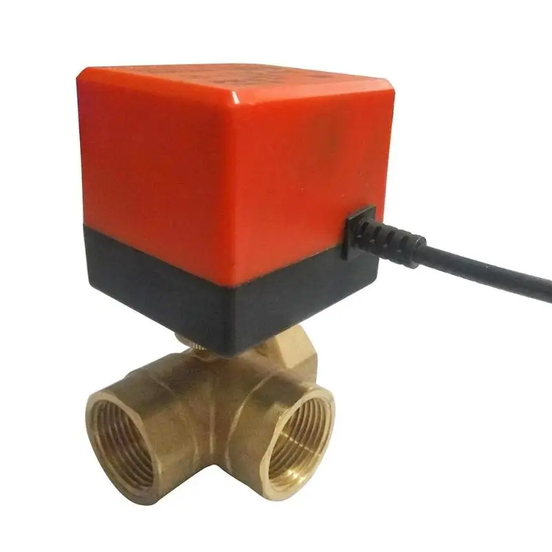 DN15/DN20/DN25 моторизованный электрический шаровой клапан электрический 3-способ AC220V 3-wire 2-управления латунь резьба 1 X драйвер 1 X бас клапан
