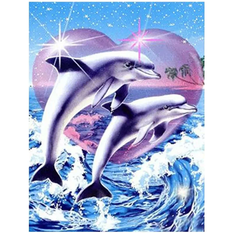

5D DIY Diamond Painting Full Square/Round Drill "dolphin" Diamond Embroidery Cross Stitch 5D diamond painting accessories A65