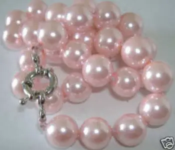 

Beautiful 12 mm pink sea shell Pearl Necklace 18" a(5.18)