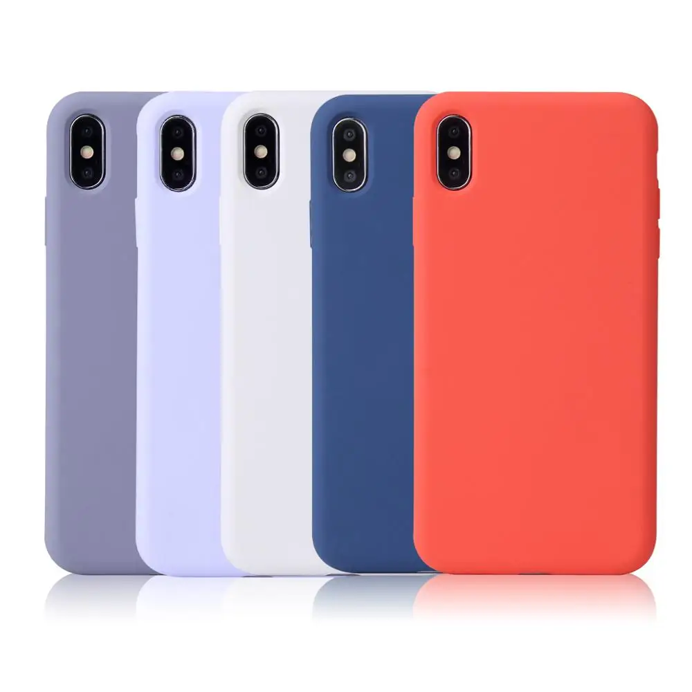 Phone Cases For iPhone 7 8 Plus 6 6s Pure Liquid Silicone Soft Fundas Capa Case XS Max XR X Cover Shockproof |