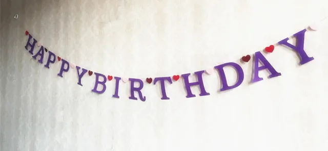 handmade purple happy birthday banner baby shower decorations with