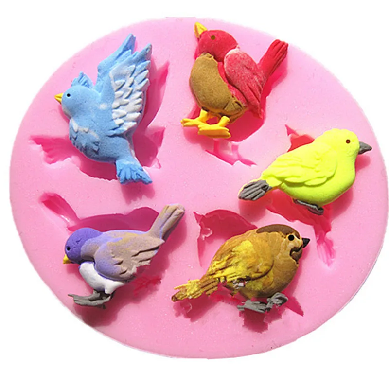 

New Design Chocolate Soap Mold baking Cake Decoration Tool DIY 3D 5 Birds Silicone Mold Cake Moulds