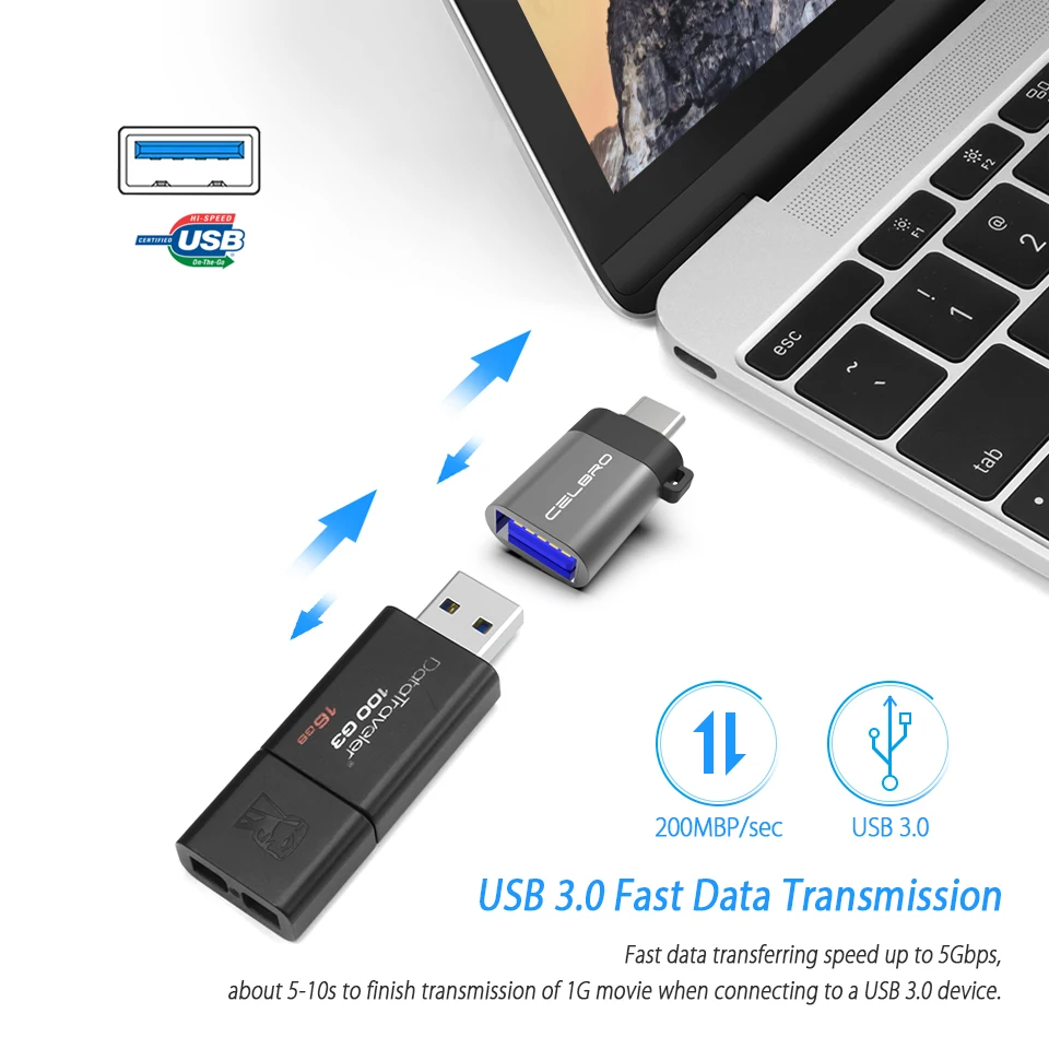 Металлический usb type C OTG Кабель-адаптер для samsung Galaxy S9 S8 plus huawei P10 P20 plus USB-C-USB 3,0 type C зарядный конвертер
