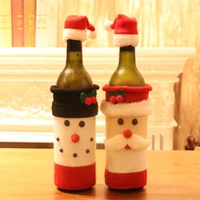 Мини милые рождественские бутылки вина крышки красные чехлы для винных бутылок Снеговик Санта Клаус винные крышки рождественские украшения для дома