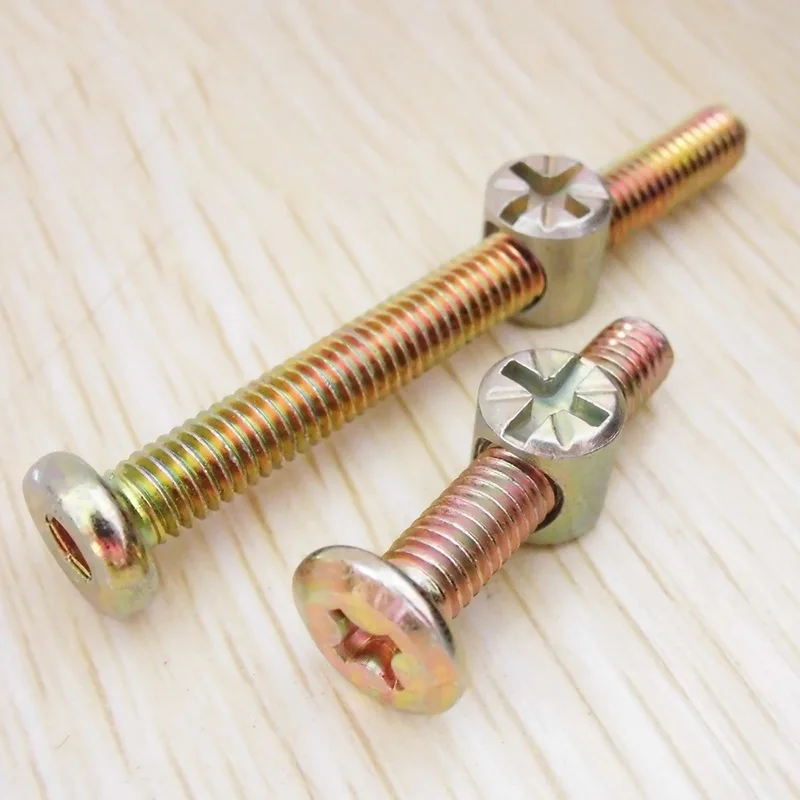 

Urijk 10Pcs M6 Bed Bolt Nut Set Barrel Nut Cross Dowel Beds Cots Furniture Slotted Nut Tools Parts Woodworking High Quality