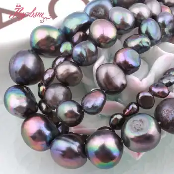 

3-4,5-7,8-9mm Freshwater Pearl Black Freeform Loose Natural Stone Beads For Jewelry Making DIY Necklace Bracelet Strand 14.5"