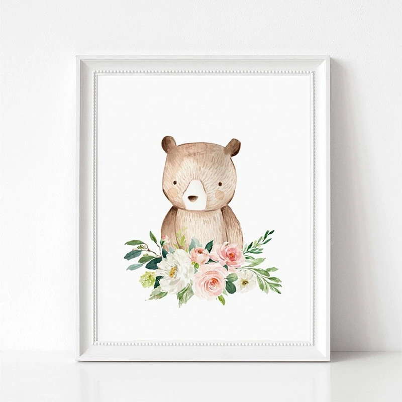 Bear Canvas Art Painting Baby Girl Room Decor