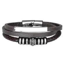 Kirykle натуральная Плетеная кожа обертывание браслет из бисера, браслет мужские магнитные браслеты из нержавеющей стали Pulsera Hombre