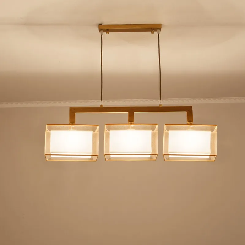 

Chinese style Iron restaurant three bedroom pendant lights study modern minimalist rectangular lighting hotel pednant lamp ZZP
