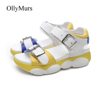 

Casual White Shoes Women Chunky Sandals Platform zapatos de mujer Summer sandalias mujer 2019 Ladies Beach footware Patchwork