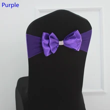 Фиолетовый цвет, пояс для стула, атласный пояс для стула, спандекс, лайкра, галстук-бабочка, подходит для всех стульев, свадебные банкетные вечерние украшения для отеля