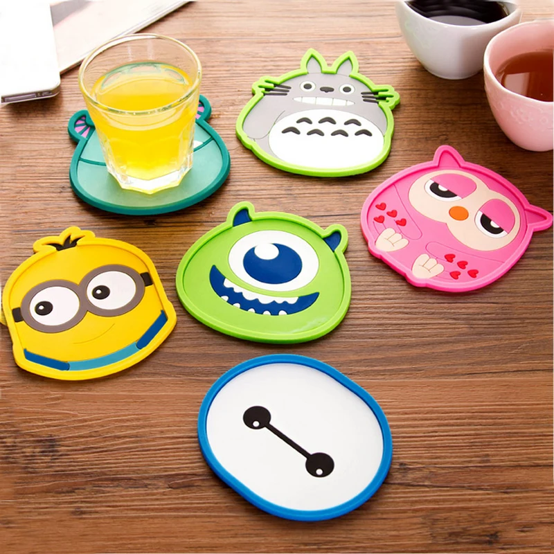 Por Anime Coasters Lots From China 1pcs Cute Anime Silicone Coffee Placemat Cartoon Drink Coaster Cup Glass Beverage Holder Pad Mat