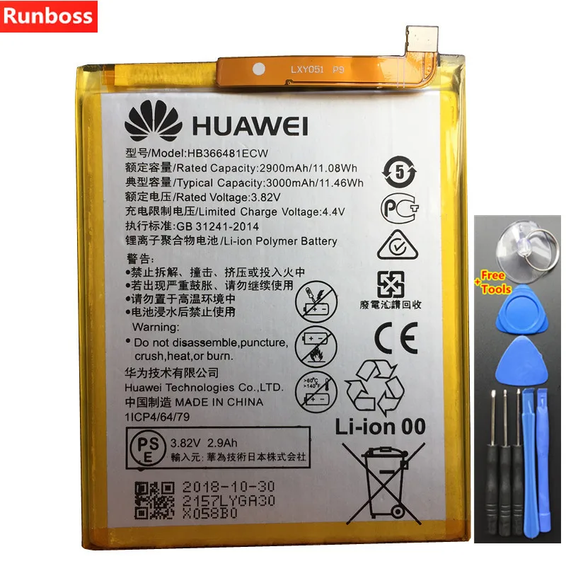 

New HB366481ECW 3000mAh Battery For Huawei P10 Lite/Nova Lite/G10 WAS-TL10 WAS-AL00 WAS-LX1 WAS-LX1A WAS-LX2 WAS-LX3 Batteries