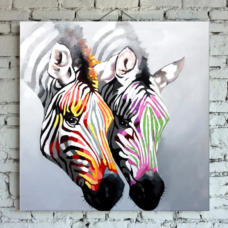 

Unframed Handmade Cartoon Wall Art Picture Textured Modern Abstract Oil Painting on Canvas Gift Zebra Painting Living Room Decor