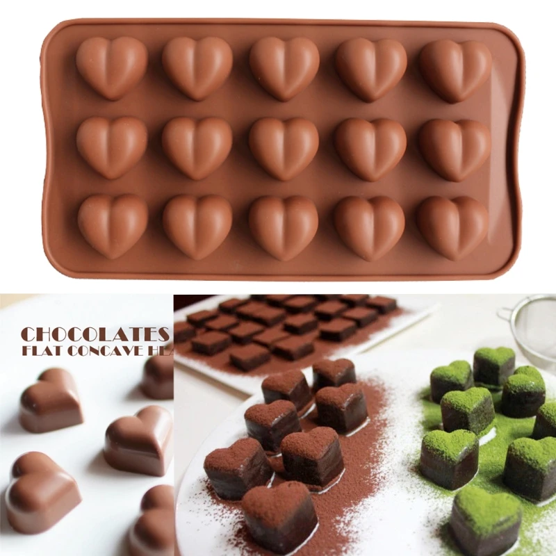 

15 Even Hole Chocolate Mold Love Shaped Chocolate Cake Ice Lattice Silicone Mold