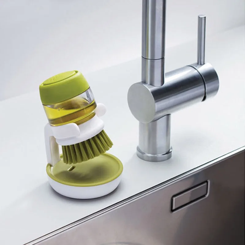 

Kitchen Dish Brush Washing Utensils Pot Dish Brush With Washing Up Liquid Soap Brush Dispenser silicone Scrubber Clean Brush New