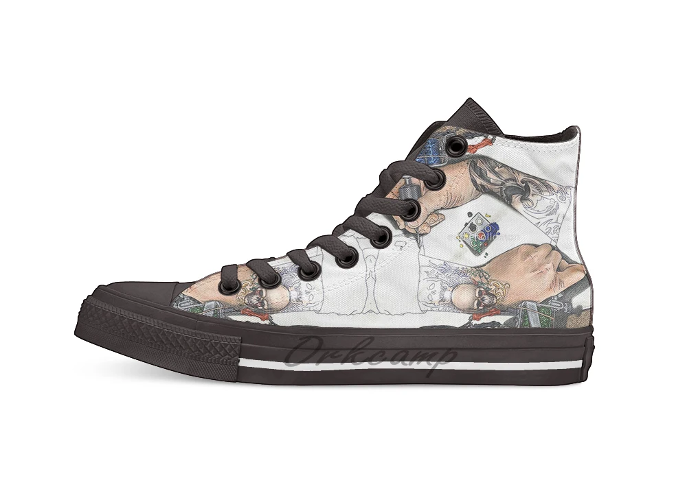 

Drawing Hands Unisex High Top Canvas flat Casual Custom shoes Drop Shipping
