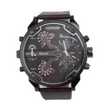 Luxury Military Army Dual Time Quartz Large Dial Wrist Watch Oulm