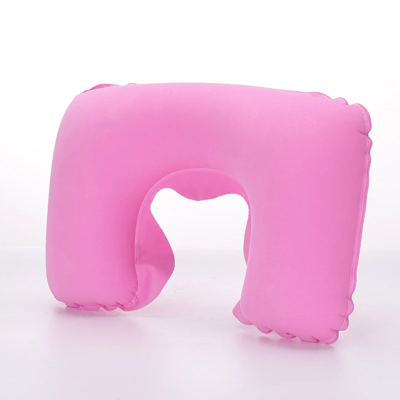 Складные портативные надувные подушки подушка для шеи дорожный подголовник u-образная Автоматическая надувная подушка для путешествий подушка для шеи - Цвет: pink