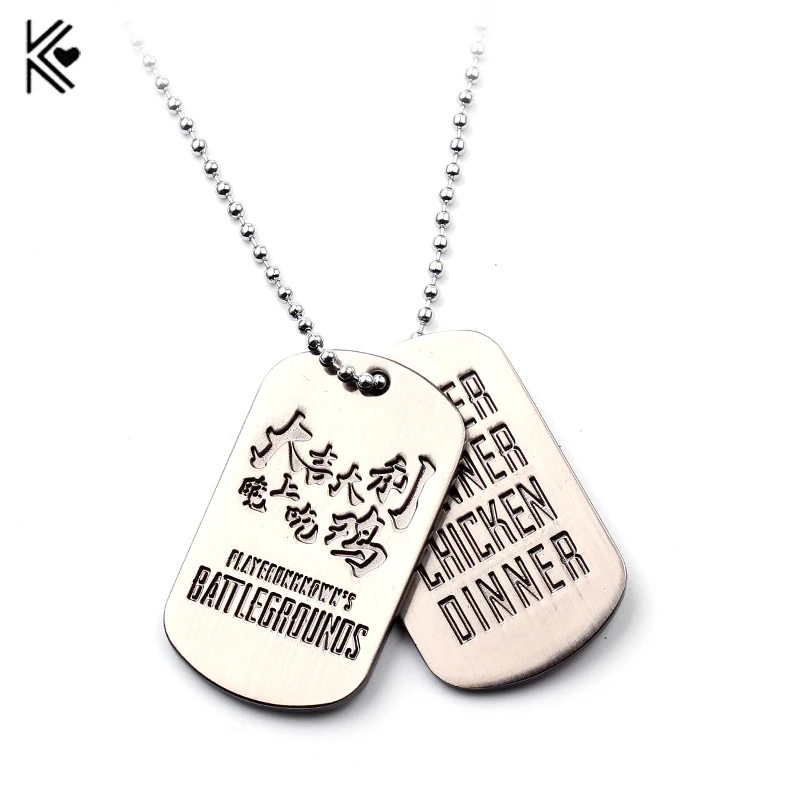 

2017 Hottest STG Game Playerunknown's Battlegrounds Necklace PUBG WINNER WINNER CHICKEN DINNER Letter Logo Dog Tag Men Pendant