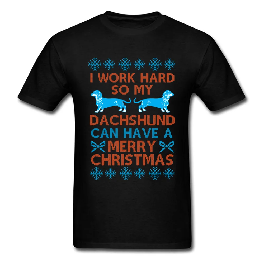 Dachshund Christmas V2 Tops Tees Faddish O Neck Printing Short Sleeve 100% Cotton Adult T-shirts Printed Tee-Shirt Dachshund Christmas V2 black