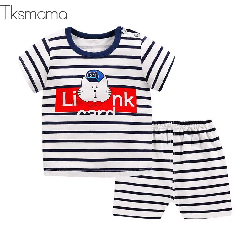 

New Fashion Summer Striped Baby Boy Clothing Sets Baby Girl Cool Style Outfits