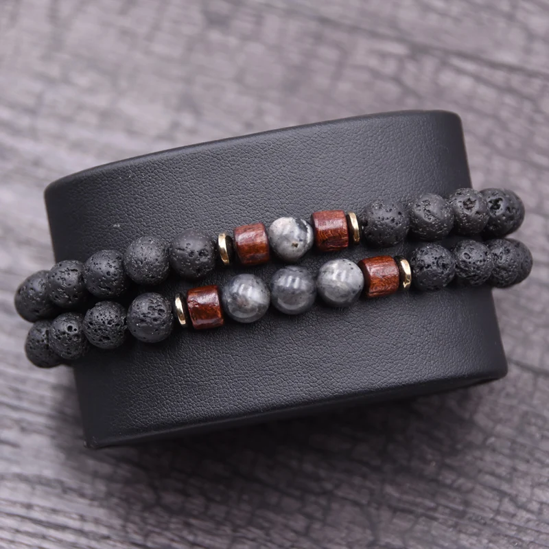 Husband and wife matching bracelets lava stone