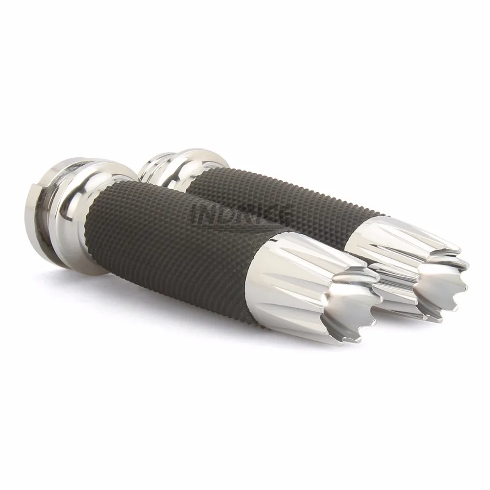1&quot CNC cut grips For Harley sportster flame grip Dyna Custom Cruiser Chopper chrome |