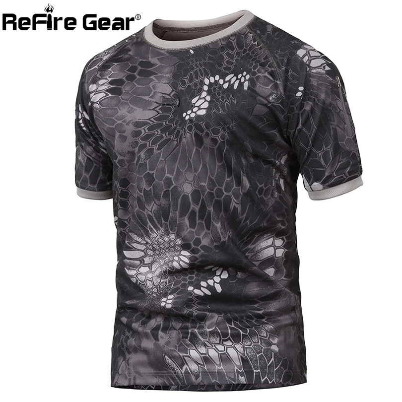 Refire gear летняя тактическая камуфляжная Футболка мужская быстросохнущая армейская футболка Повседневная дышащая камуфляжная футболка с круглым вырезом Военная футболка