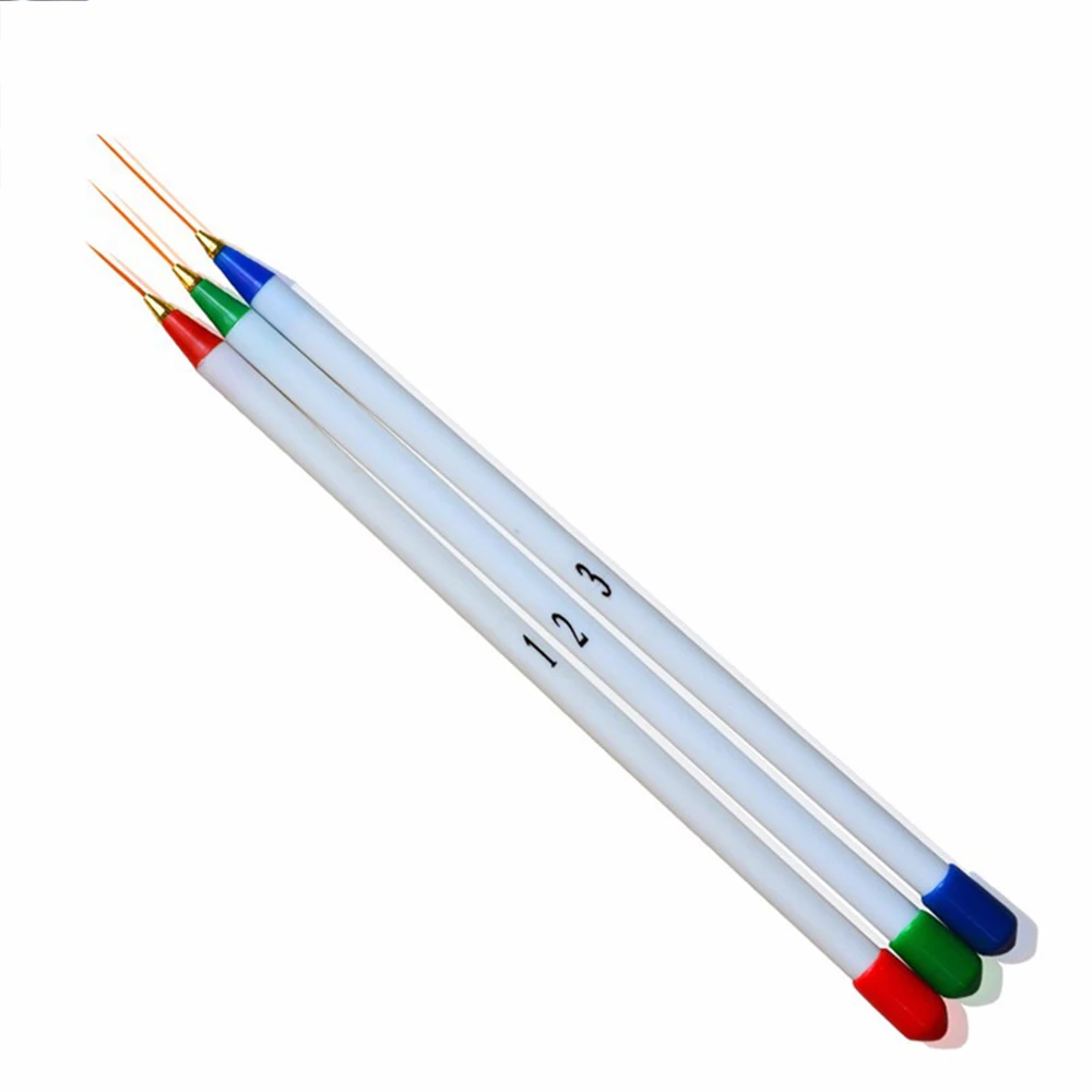 Маникюрный салон, 3 шт., для дизайна ногтей, карандаш для рисования, ручка для раскрашивания, набор инструментов, белая тонкая пластиковая краска для ногтей, рисование нанесение полос, кисть SATR29