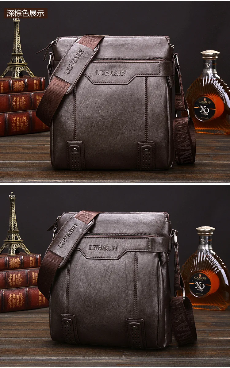 Men Fake Leather Business Messenger Bag Travel Causal Small Shoulder Crossbody Portfolio Bag Briefcase (23)