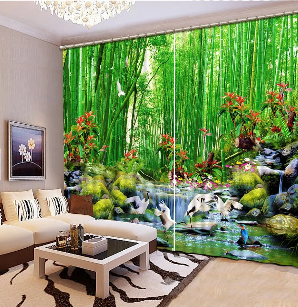 Curtains for bedroom bamboo modern 3d curtains Full set Modern Curtain Home Decoration