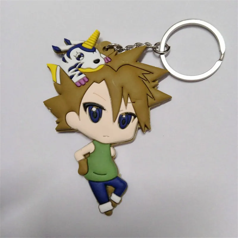 Anime Digimon Figure Toys Agumon Gabumon Koromon Tanemon Gomamon Piyomon Patamon Yagami Taichi Keychain Pendant Dolls 10pcslot (9)