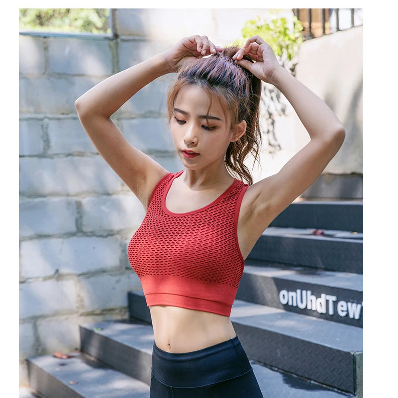 

Woman Backless Fitness Bras Top Hollow Out High Impact Seamless Racerback Crop Tops Workout Brassiere Femme Active Wear Tops