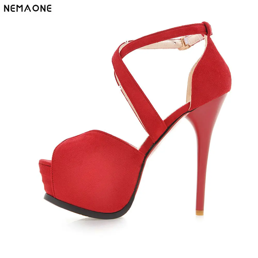 

2018 new Summer new fashion sexy peep toe high-heeled sandals thin heels women shoes large size 32-43