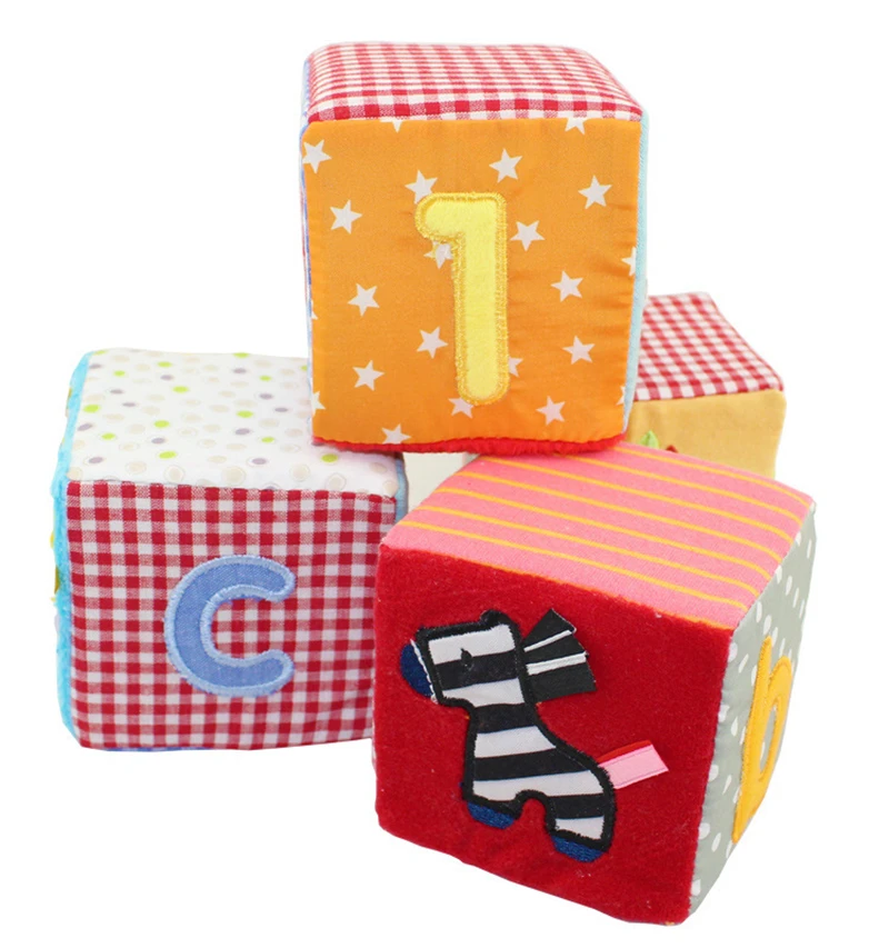 New Baby Cloth Block Toy 8.5 cm Soft Cloth Plush Building Block Early Educational Toy Colorful