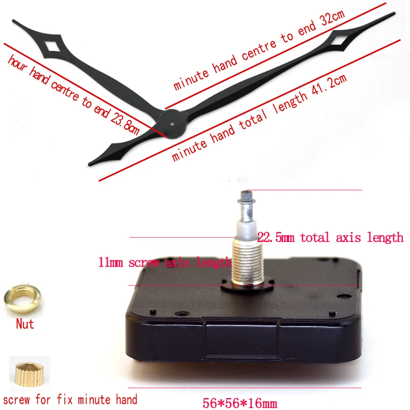 

12888SMO High Torque "I" Shaft Step Movement 11mm screw axis length Clock Accessory Quartz Movement With 2# Hands DIY Clock Kits