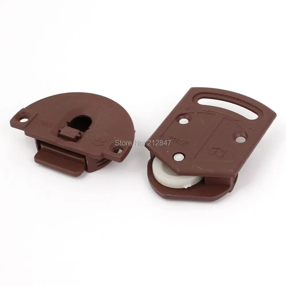 

View large image Dark Brown Plastic 3.6mm Mount Hole Drawer Sliding Door Roller Plate Set
