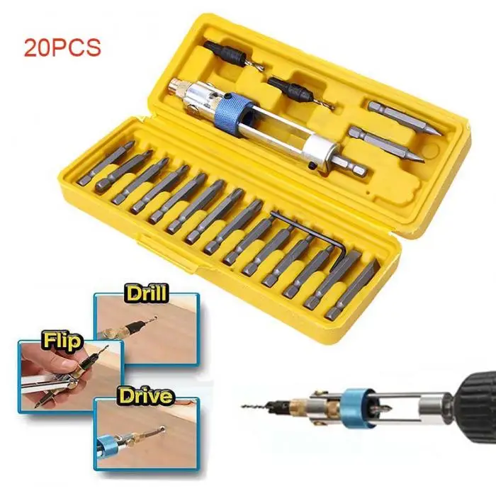Набор из 20 шт., половинные сверла, высокоскоростная отвертка, насадки, инструменты, прочный Набор QJ888