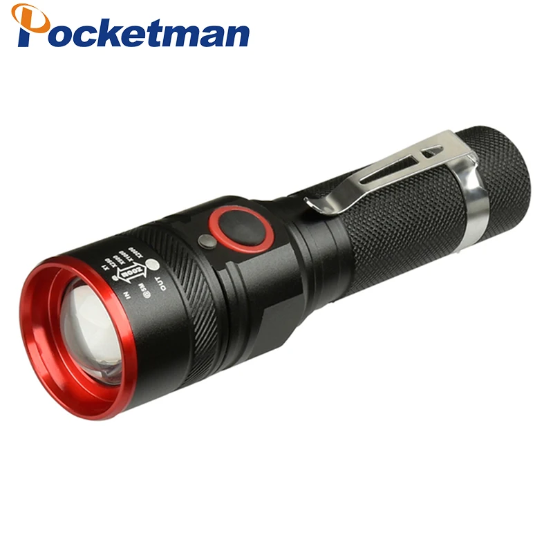 

Led Flashlight Ultra Bright torch XML-T6 Aluminum Lanterna 8000 lumens Zoomable LED torch use 18650 battery