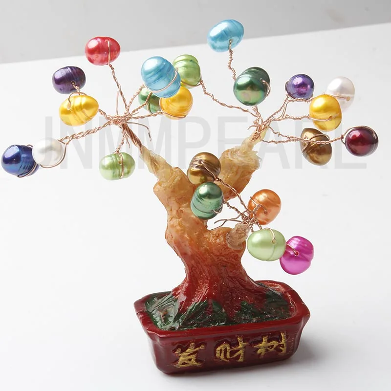 

Lucky Pearl Christmas Tree with 7-8mm Multicolor Freshwater Oval Pearl Bead for Christams' Gift Surprise DIY Love Tree