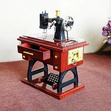 Vintage Treadle Sewing Machine Music Box Treadle Sartorius Toy Kids Birthday Gift Clockwork Style Musical Home Decor