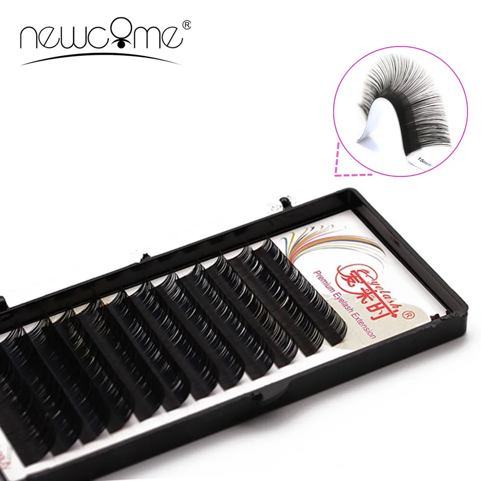 

NEWCOME 12lines 0.03mm Thickness False Eyelash Extension CC Curl All Size Individual Fake Eye Lashes 3D Faux Mink Eyelashes